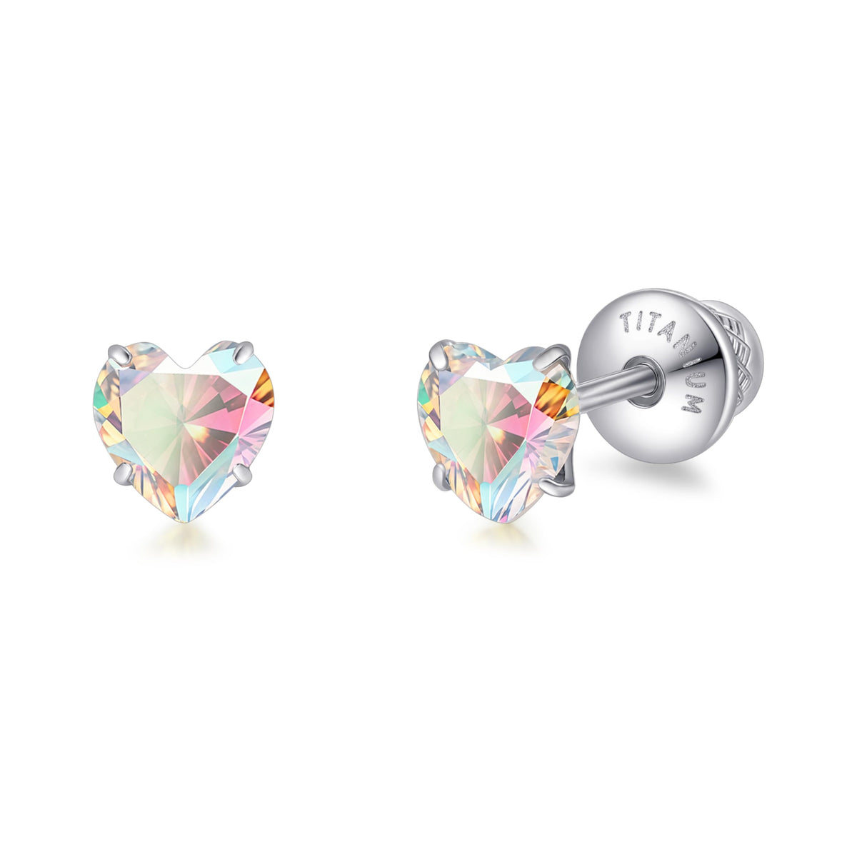 Limerencia Heart Birthstone Screw Backs Earrings