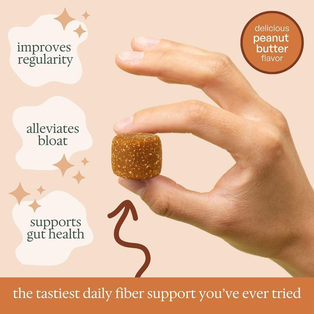 Fiome Fiber Bites - 5g Daily Fiber Supplement - Supports Regularity, Digestion and Gut Health - All Natural Ingredients, Peanut Butter Flavor, 30 Servings