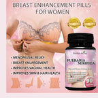Pueraria Mirifica Capsules - Natural Breast Enhancement Pills for Women - Breast Enlargement Pills - Breast Growth, Vaginal Health, Menopause Relief, Skin & Hair Health - 90 Vegan Capsules