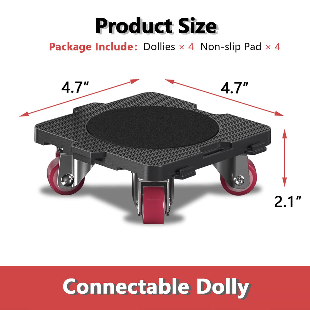 ONEON Add-on 4Pack Connectable Dolly Furniture Movers with 360° Rotating Wheels