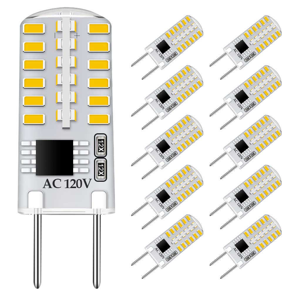 G8 LED Bulb Dimmable 3W Equivalent to T4 JCD Type Bi-Pin G8 Base Halogen Bulb 20W-25W, AC 110-120V Mini G8 Bulb Daylight White 6000K for Under Cabinet Light, Under Counter Kitchen Lighting (10 Pack)