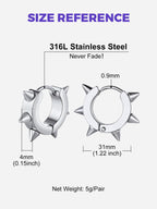 Richsteel Silver Hoop Earrings for Men, Stainless Steel Punk Spike Earrings