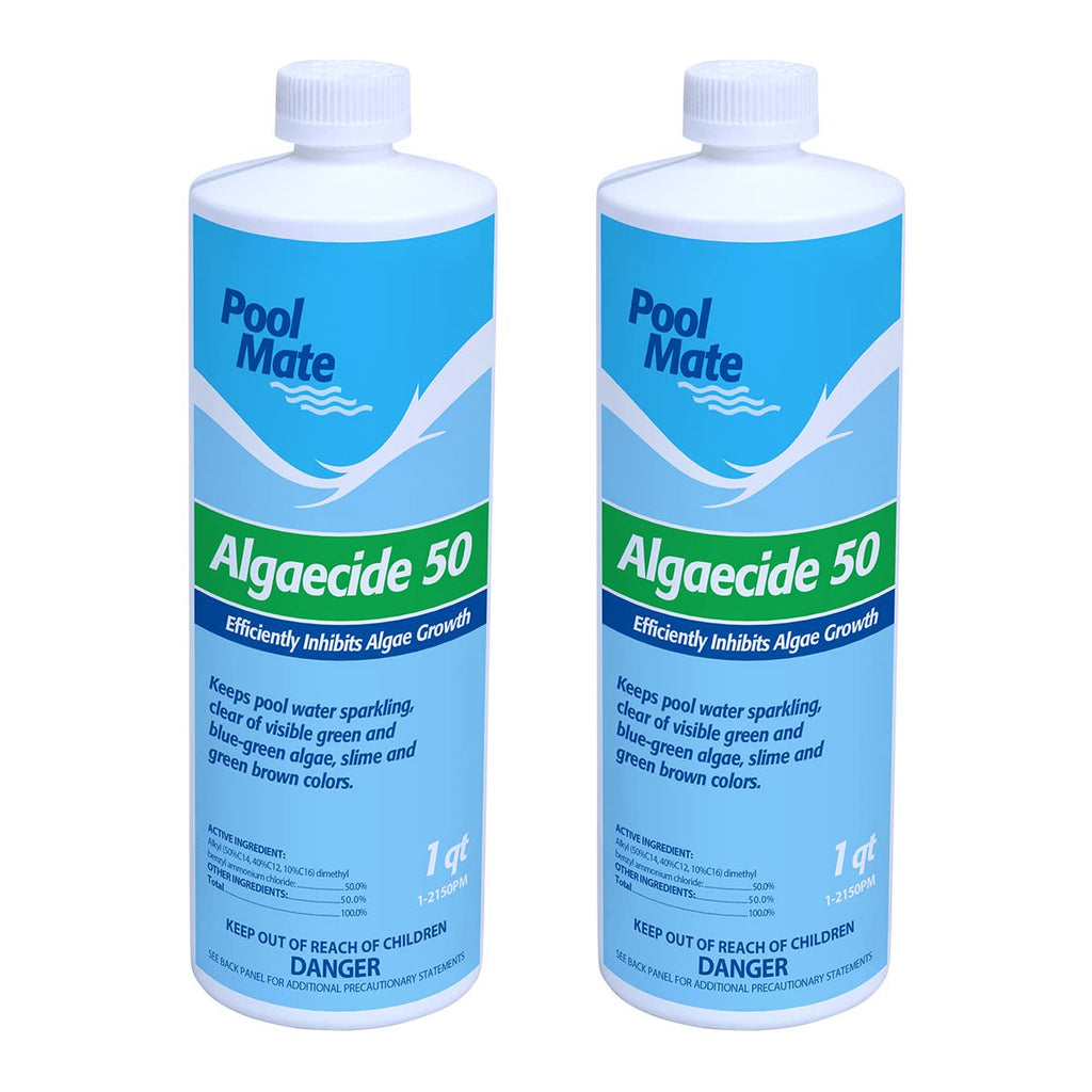 Pool Mate 1-Quart 2-Pack Premium Algaecide 50, Algaecide for Pool, Made in USA