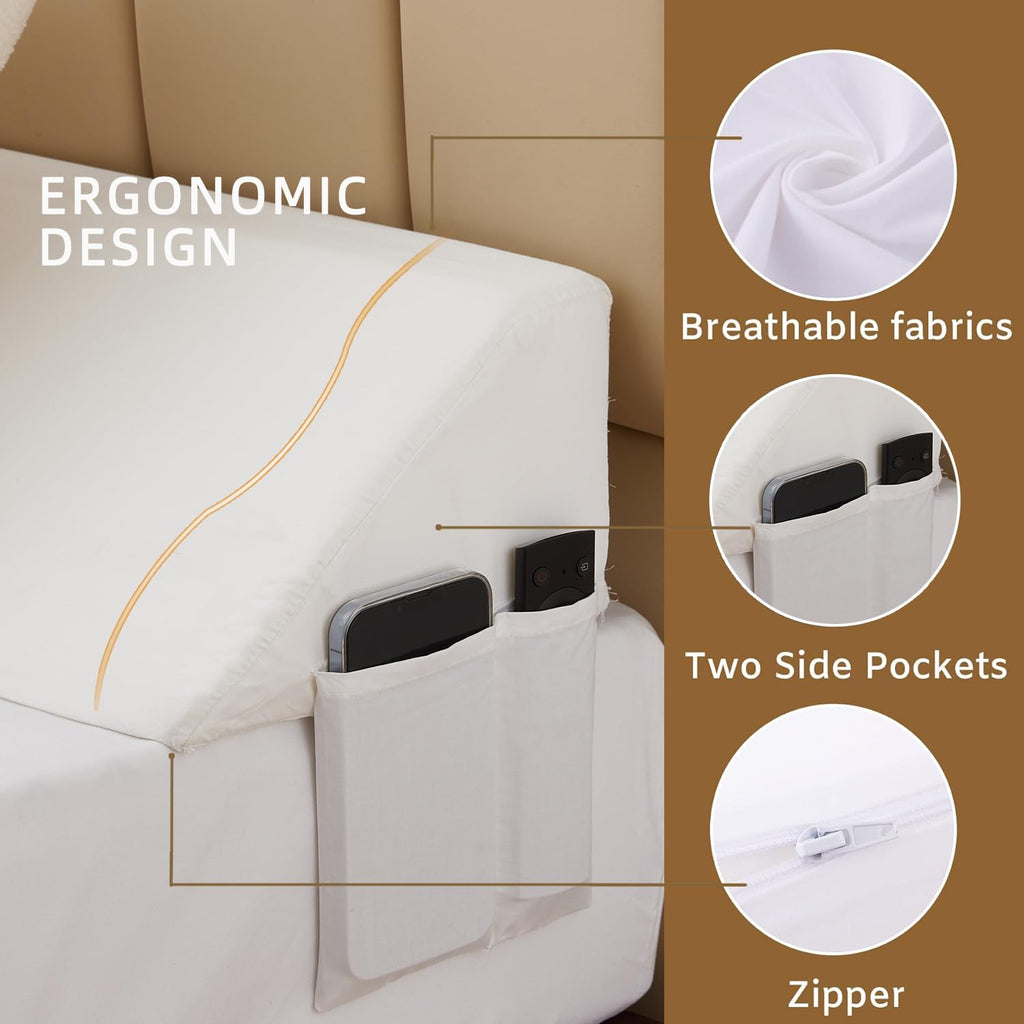 Bedluxe King Wedge Pillow Headboard (76"x10"x6"), Bed Wedge Pillow for Headboard, Foam Headboard Pillow, Bed Gap Filler King - Fill The Gap (0-7"), Mattress Gap Filler (White)
