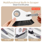 2 in 1 Groove Cleaning Brush, Window Track Cleaning Tools, Multifunction Window Track Cleaner with Hard Bristle and Hidden Scraper, Crevice Brush for Sliding Door Track, Window Seal, Sill (Orange)