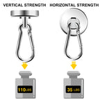 DIYMAG Magnetic Hooks, 110LBS Heavy Duty Neodymium Magnetism with Swivel Carabiner Hook,Great for Your Refrigerator and Other Magnetics Surfaces, Pack of 15