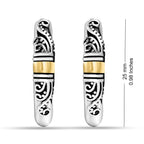 LeCalla 925 Sterling Silver Hoop Earrings Lightweight Two-Tone Round Shape Antique Italian Bali Style for Women - 25MM