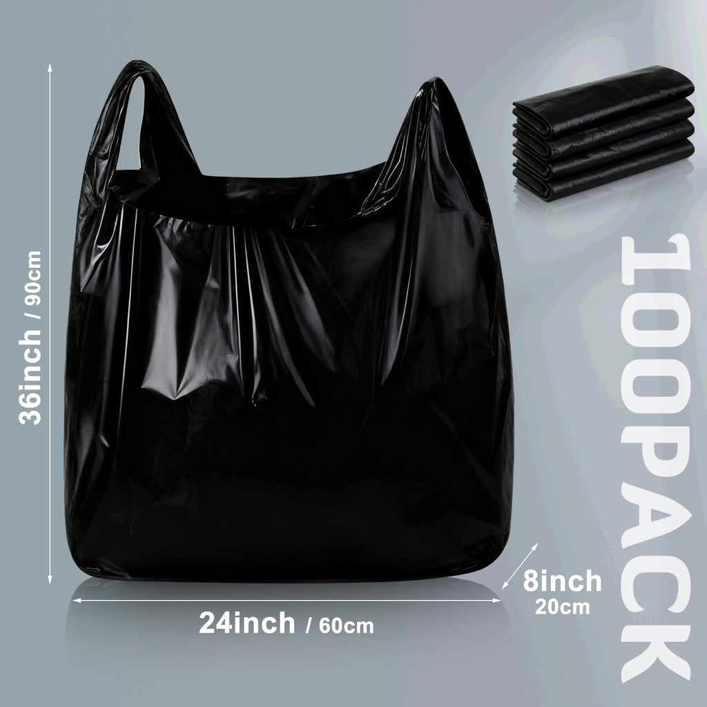 AmazingSpark 100 Pack Extra Large Plastic Shopping Bags with Handles, 36'' x 24'' x 8'', Reusable Heavy Duty T-shirt Bags Bulk with Handles for Grocery Restaurant, Retail, Business(Fits 30 Gallon)
