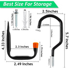 Etoolia Heavy Duty 16 Pack 4.5 Inches Garage Utility Hooks for Bike Storage, 5.7 Inches Wall Mount Screw Ceiling Hooks - Hanger for organizing Bikes, Ladder, Extension and Power Tools