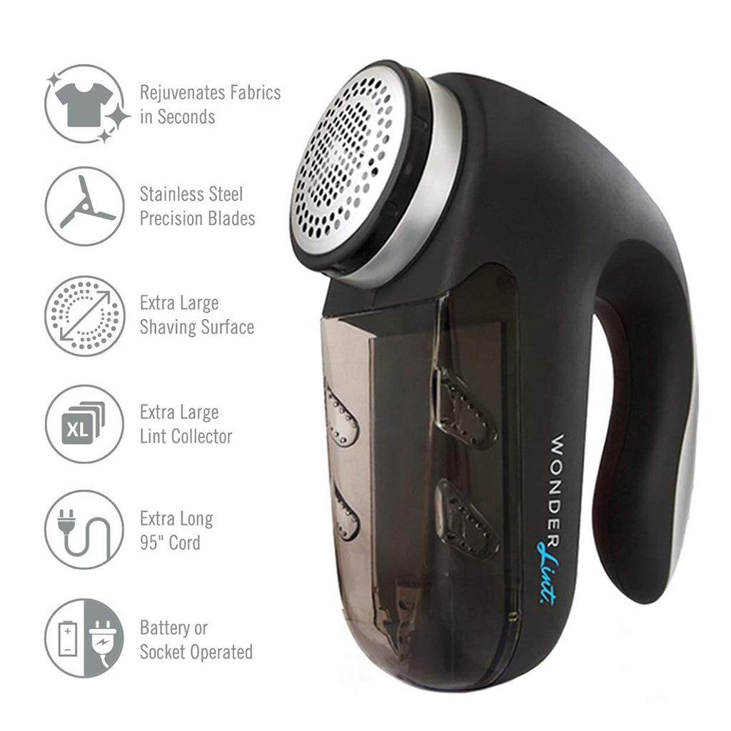 Wonder Lint Fabric Sweater Shaver Fuzz Pill Bobble Remover Depiller Electric Clothes Furniture High Speed Performance (5W Motor) 3 Sets of Spare Blades