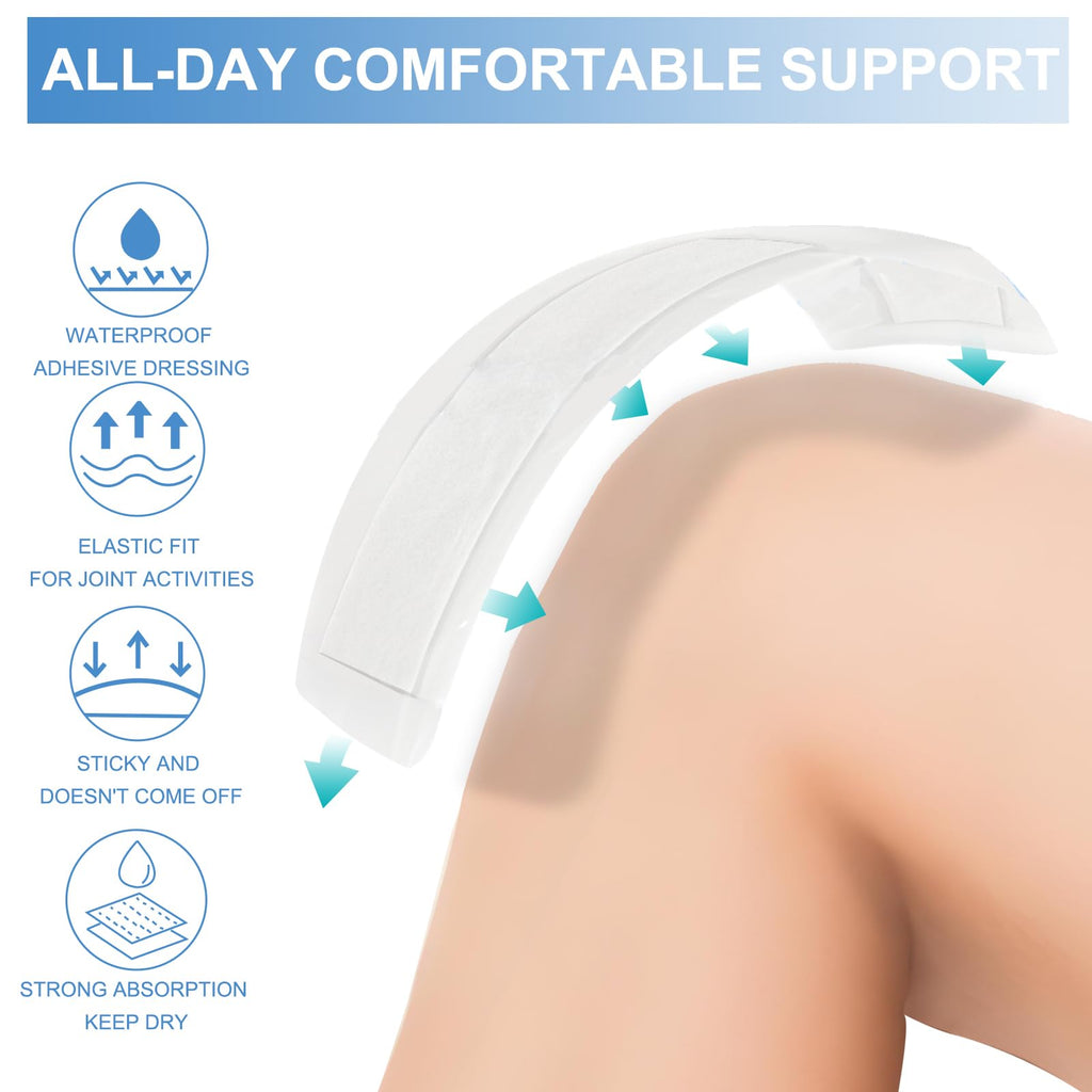 30 Pack 6"x10" Waterproof Adhesive Island Dressing for Post-Surgery Recovery | Sterile Bordered Gauze Bandages with Non-Stick Pad for Knee/Hip Replacement, Surgical Incision Care & Shower Protection