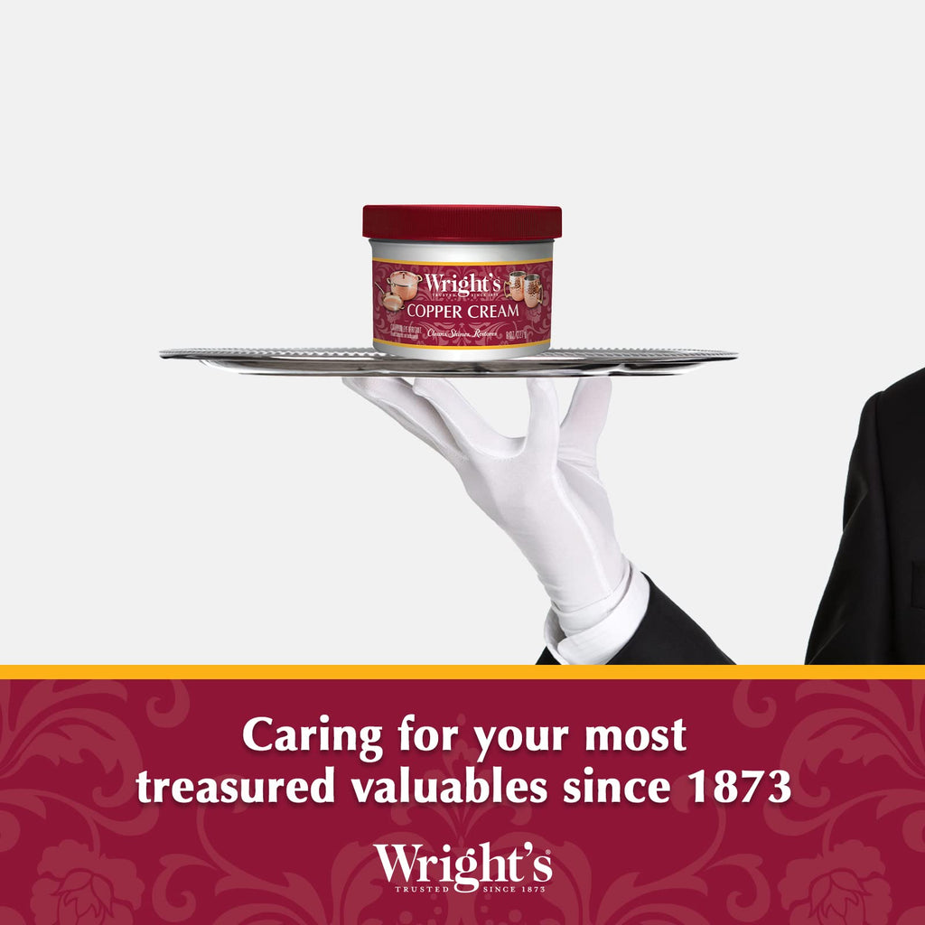 Wright's Copper and Brass Cream Cleaner - Gently Cleans and Removes Tarnish Without Scratching, 8 Ounce (Pack of 6)
