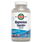 KAL Magnesium Taurate 400mg Plus CoEnzyme Vitamin B6, Chelated Magnesium Supplement, Muscle Function, Gluten Free, Vegan, 90 Serv, 180 Tablets