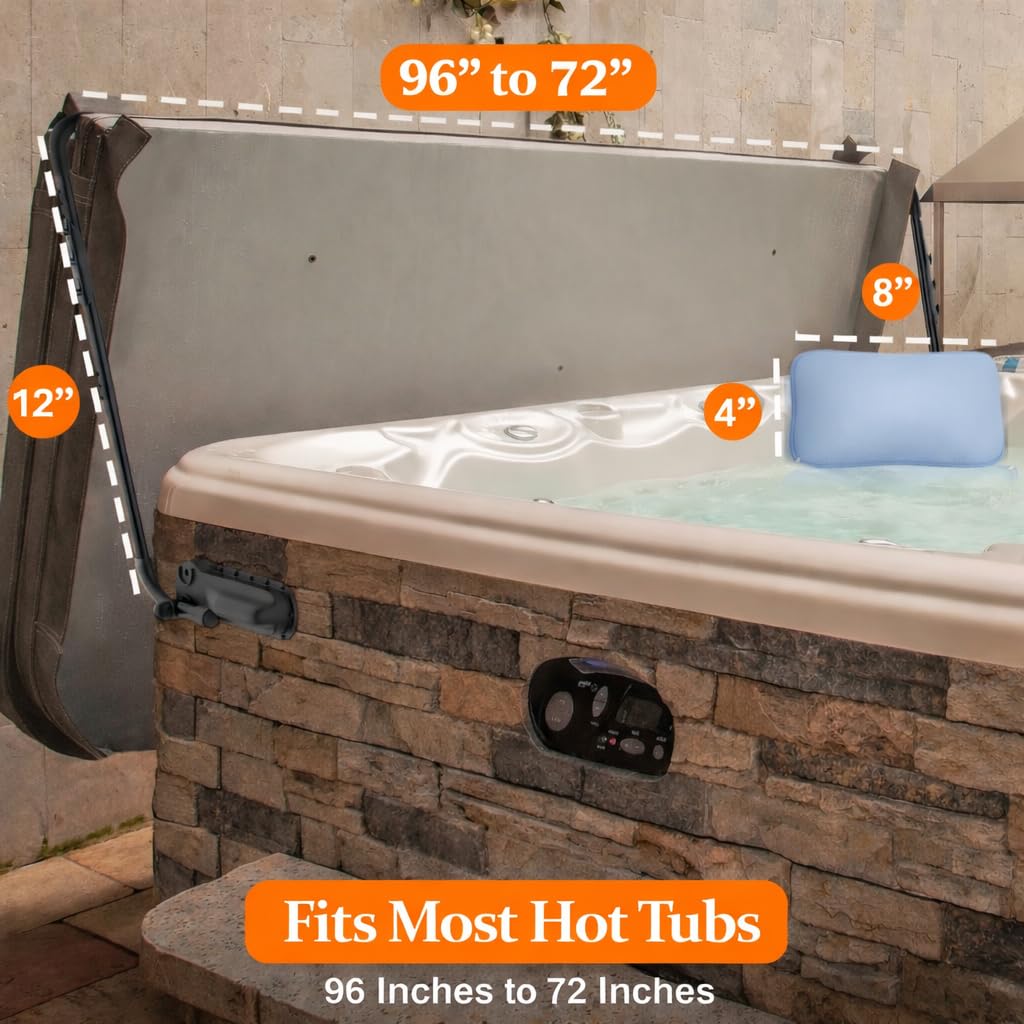 Byers Choice Hot Tub Cover Lifter - 96" to 72" Pivot Top Mount Spa Cover Lift - Adjustable Hot Tub Cover Lift - Fits Most Spa Hot Tubs - Collapsible Spa Cover Lifter - Reinforced Brackets Lift