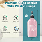 COHOSEGE Glass Soap Dispenser Set 2 Pack,16 Oz Dish Soap Dispenser for Kitchen Sink,Pink Kitchen Accessories and Kitchen Decor,Pink Decorations and Kitchen Utensils for Kitchen