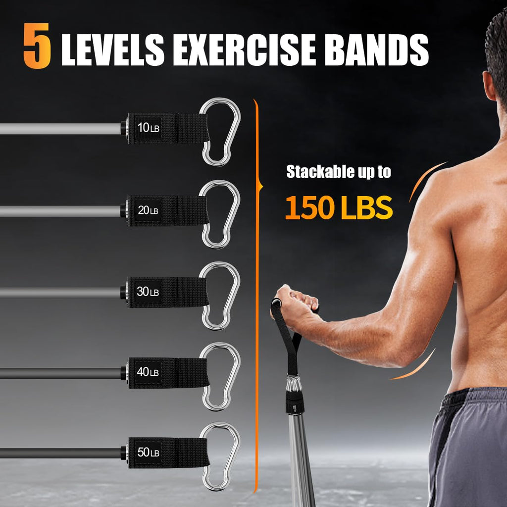 WHATAFIT Resistance Bands, Exercise Bands���Resistance Bands for Working Out, Work Out Bands with Handles for Men and Women Fitness, Strength Training Home Gym Equipment