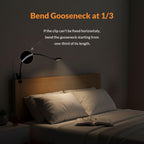 LEPOWER Clip on Light/Reading Lights/Book Light/Desk Lamp Color Changeable/Night Lights Clip on for Desk, Bed Headboard and Computers, Adapter Included (Black)