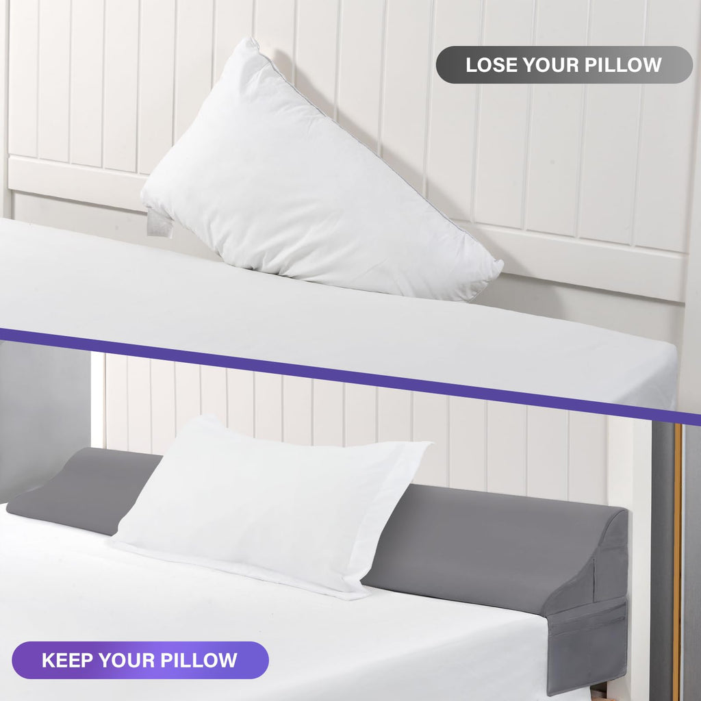 Vekkia King Size Bed Wedge Pillow for Headboard/Bed Wedge Gap Filler/Mattress Gap Filler/Wedge Pillow Headboard to Close The Gap (0-6") Between Your Headboard and Mattress, (Grey 76"x10"x7")