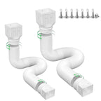 2 Pack Flexible Rain Gutter Downspout Extensions,Drain Downspout Extender,Gutter Extension Flexible,Down Spout Drain Extension Pipes,Extendable from 21 to 60 Inches (White)