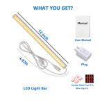 JUSJUBR 12-Inch Slim LED Under Cabinet Light with Memory Function, Warm White 3000K Dimmable USB Light Bar for Rooms