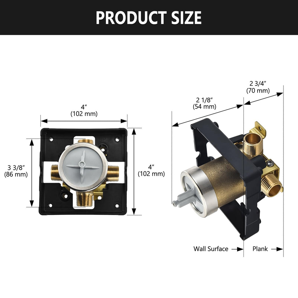 RJDIBAN Shower Valve for Delta R10000-UNBX, 4 Port 1/2 Inch Connection 1-Pack, R10000 Valve Kit Compatible with Delta MultiChoice 13 14 17 17T Shower and Tub Trim, Brass Construction Without Stops