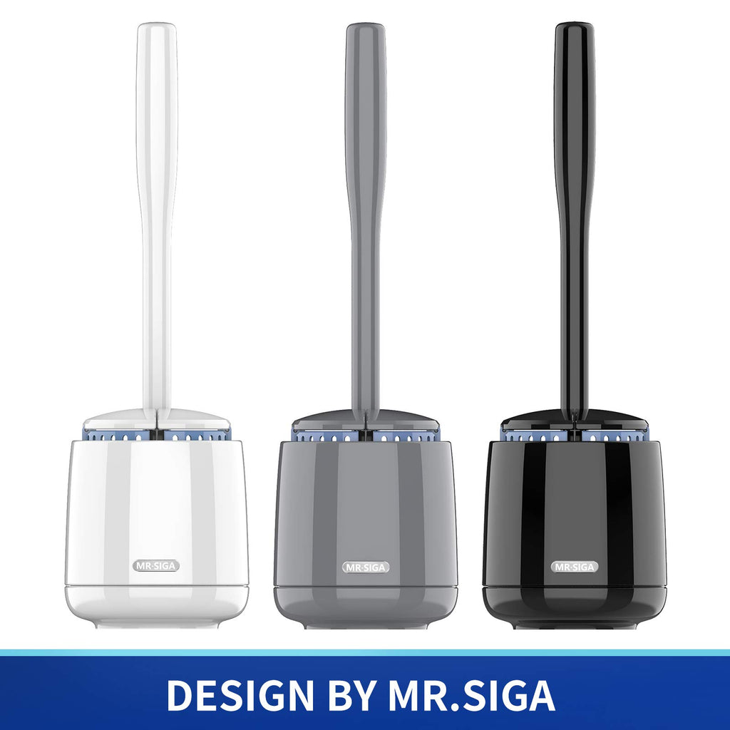 MR.SIGA Toilet Bowl Brush and Holder, Sturdy Long Handle, White, 1 Pack