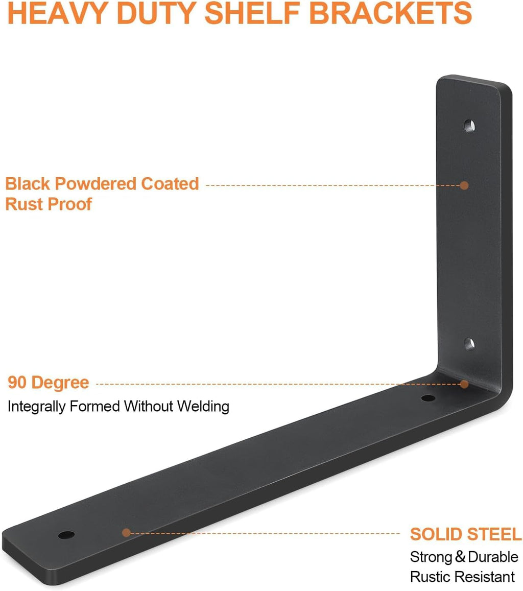 Heavy Duty Shelf Brackets 10 Inch, 6 Pack Floating Shelf Brackets, L Wall Shelf Bracket for DIY Decorative with Mounting Hardware