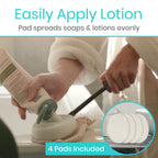 Vive Bendable Lotion Applicator for Your Back - Easily Apply Sunscreen, Self Tanner, Moisturizer, & Cream to Feet, Back, & Body - Long Handled Shower Wand Brush for Women & Men - Reusable, Washable