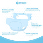 SUNKISS Masterpiece Adult Diapers with Tabs, Unisex Disposable Incontinence Briefs for Women and Men, Odor Control, Blue, S/M, 10 Count