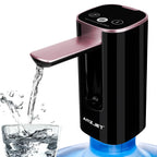Water Dispenser for 5 Gallon Bottle with Digital Display, 4 Dispense Modes, Portable USB Charging Electric Water Pump, Foldable Spout, Food-Grade Water Jug Pump for Home, Office, RV, Campin-Rose Gold