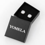 YOMELA White Square Cubic Zirconia Stud Earrings for Women