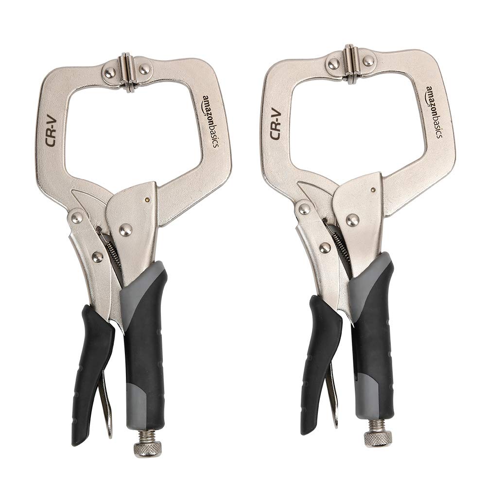 Amazon Basics Adjustable Metal Face Clamps for Woodworking, Welding, or Repairs, 3-inch Jaw Reach, 2-Pack, Black/Silver