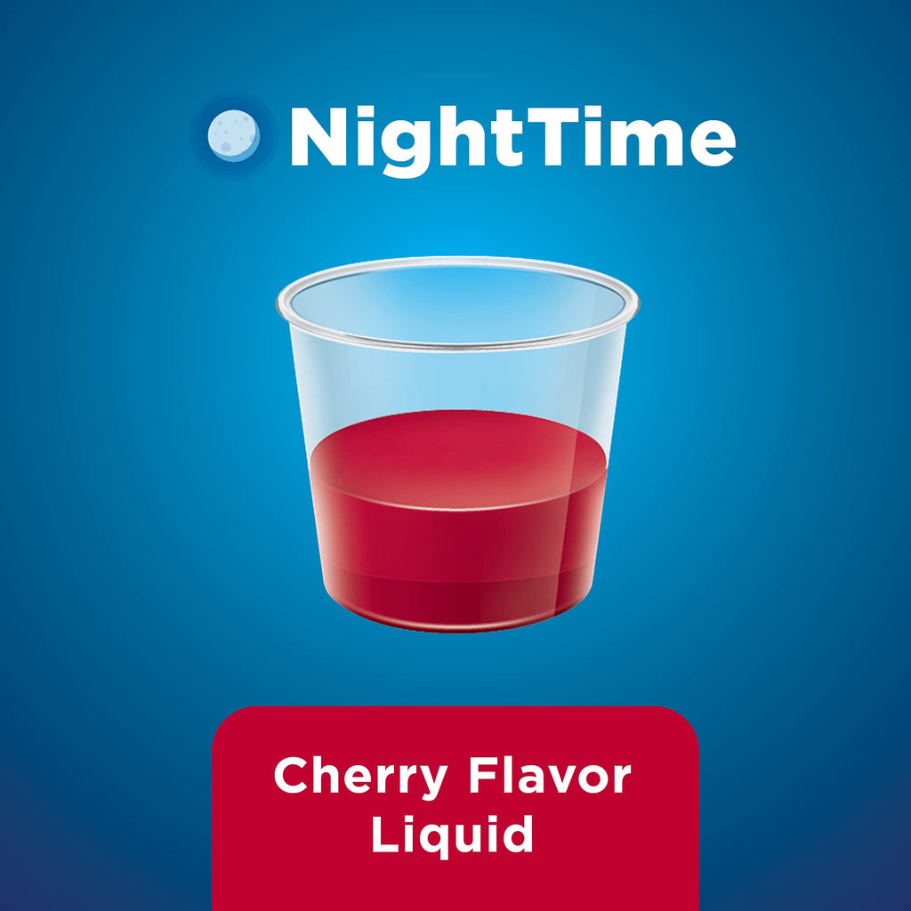 Amazon Basic Care Nighttime Cold & Flu Relief Syrup, Cherry, 8 fl oz (1-Pack)