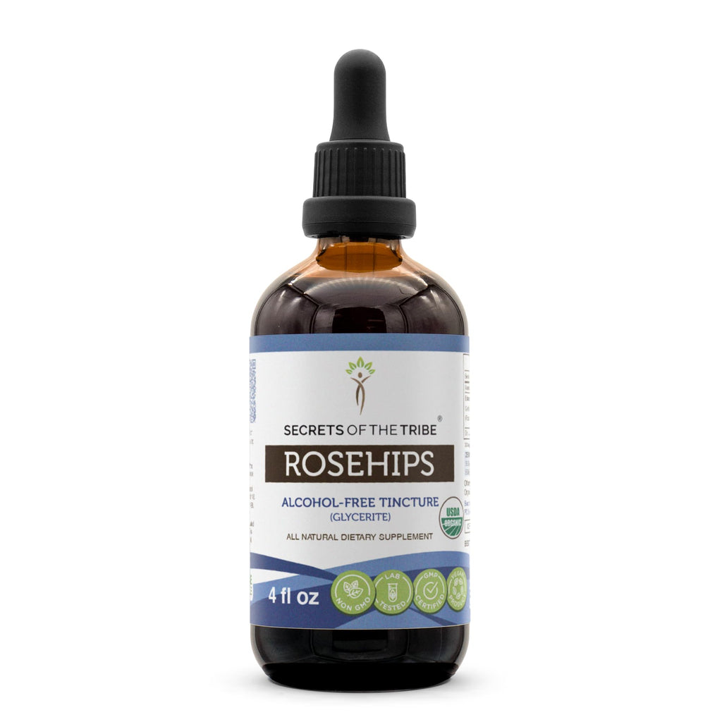 Secrets of the Tribe Rosehips USDA Organic | Alcohol-Free Extract, High-Potency Herbal Drops | Made from 100% Certified Organic Rosehips (Rosa spp.) Dried Fruit (4 oz)