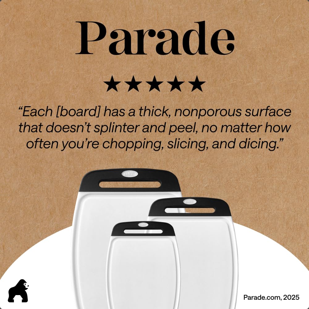 GORILLA GRIP Cutting Board Set of 3, Slip Resistant and Nonporous, Black