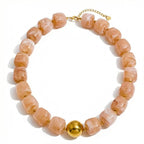 Mchic Khakki Beaded Choker Necklace for Women Chunky Square Acrylic Beads
