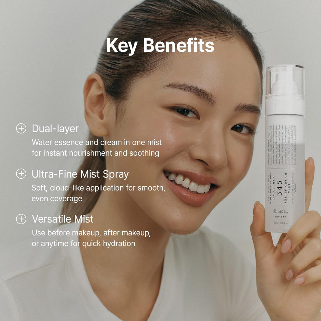 Dr.Althea 345 Relief Cream Mist | Hydrating Facial Mist with Rice Extract | Soothing Care for Sensitive Skin | Vegan Korean Skincare, 3.38 Fl Oz