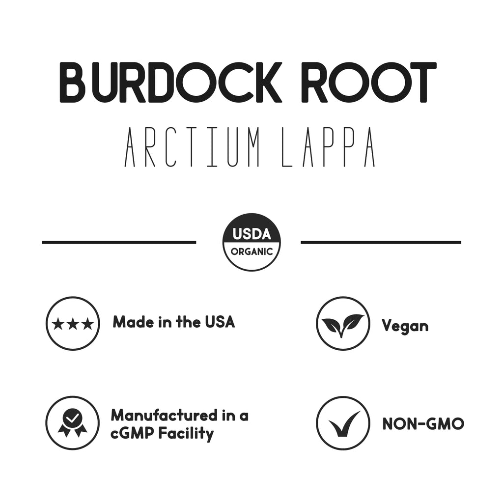 Primal Health Foods Organic Burdock Root Capsules 1000 mg 60 Servings | Circulation, Blood, Immune, Thyroid, Skin and Joint Support | Vegetarian, Organic, Non-GMO & Gluten Free