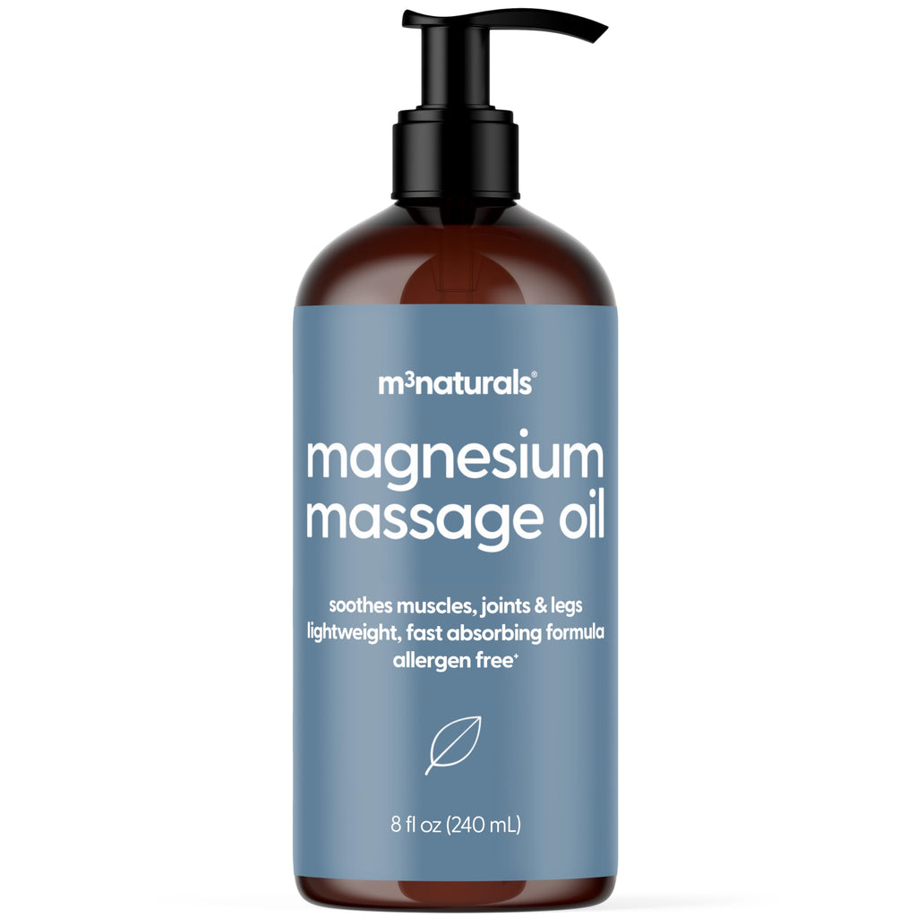 Magnesium Massage Oil for Sore Muscles, Feet, Joints and Leg Cramps, Helps with Sleeping and Post-Workout Recovery, for Sensitive Skin, 8 fl oz by M3