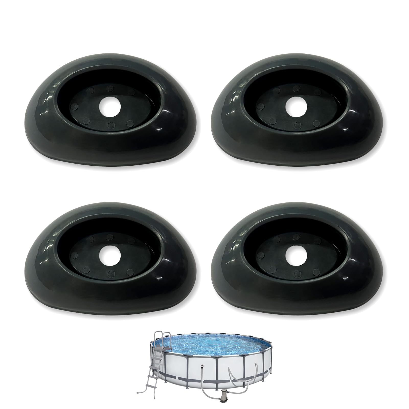 4 Pcs Footing Leg Cap Above-Ground Pool Replacement for Bestway Steel Pro MAX & Power Steel 16Ft /18Ft x 48In Frame Pool, Bestway P61802 Footing Leg Cap Grey