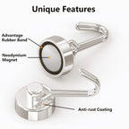 Tohoer Magnetic Hooks, Neodymium Magnets Hook Heavy Duty 30LBS with Rust Proof for Fridge, Refrigerator, Oven, Grill, BBQ, Key, Tools Holder, Utensil, Kitchen, Outdoor, Magnet for Hanging Wreaths