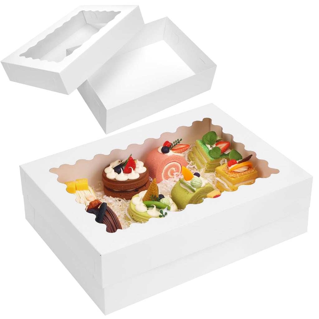Moretoes 40pcs 14x10x4in Quarter Sheet Cake Boxes, Bakery Boxes with Window