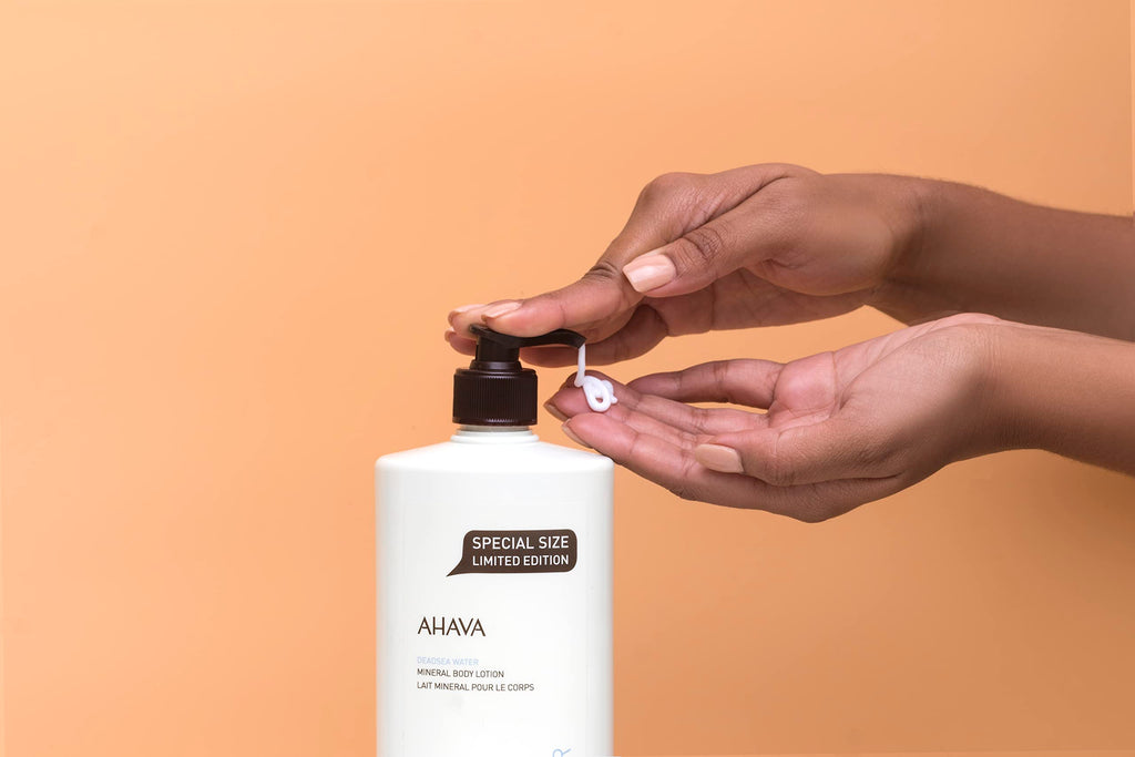 AHAVA Dead Sea Water Mineral Body Lotion - Daily Moisturizing & Hydrating Body Lotion with Osmoter, Exclusive blend of Dead Sea Minerals & Botanical Extracts, Original, 24 Fl.Oz (Packaging May Vary)