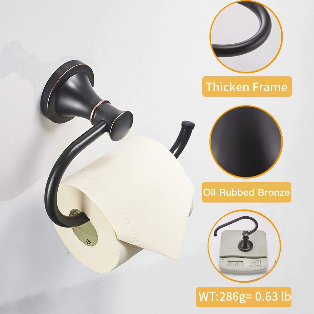 BESy Toilet Paper Holder Wall Mount Bathroom Roll Holder Oil Rubber Bronze
