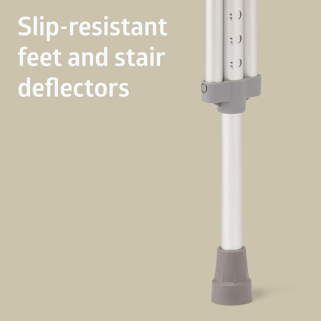 Medline Lightweight Aluminum Red Dot Crutches, For Patients 5’1”–5’-9”, Walking Aid For Adults & Seniors Comfortably Supports Up To 300lbs.