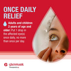 Glenmark Therapeutics Once Daily Olopatadine Eye Drops for Allergies, Redness Relief, Antihistamine, Allergy Relief from Pet Dander, Pollen, Grass, Ragweed, Olopatadine HCl 0.2%, 2.5ml (Twin-Pack)