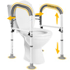 Vaunn Medical Deluxe Adjustable and Foldable Toilet Safety Frame, Bathroom Handrail Assist Grab Bar Handle (Gray, Adjustable Width and Height)