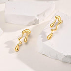 Womens Gold Studs Earrings, 14K Gold Plated Personality Big Stud Earring,Stainless Steel Hypoallergenic Ear Rings Trendy Jewelry,Christmas Birthday Gifts for Girlfriend Sister