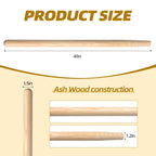 2 Pcs Shovel Handle Replacement 41" Length, 1-1/2" Diameter, Strong Hardwood Solid Ash Wood Straight Handle for Long D Shovels Garden Tool