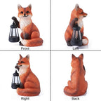 Solar Fox Garden Statue with Lantern, Woodland Fox Outdoor Decor, 9 inch